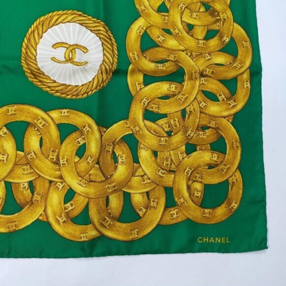 Chanel Greens /Gold Silk100% - Picture 4 of 9